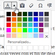 Botón de color de texto desplegado