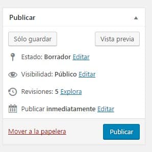 Ventana Publicar de WordPress