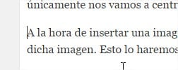Punto de inserción de imágenes recomendado en WordPress si se va a ajustar el texto a la imagen