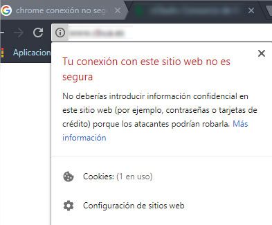 Círculo con i de información en la barra del navegador