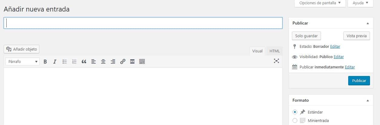 WordPress: Editor clásico TinyEMC