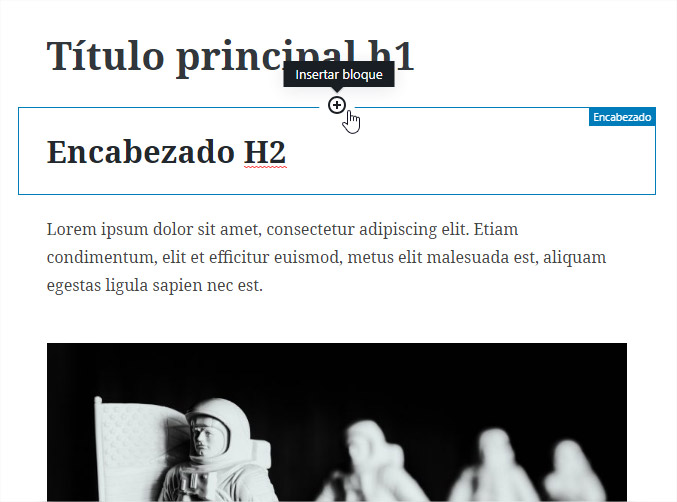 Así se ven los bloques de gutenberg (el nuevo editor de WordPress)