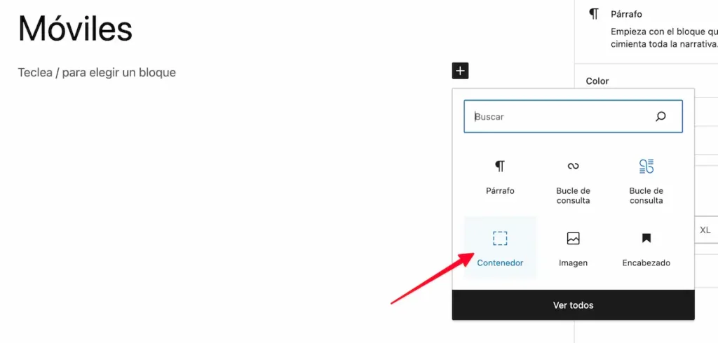 Bloque contenedor en generateblocks
